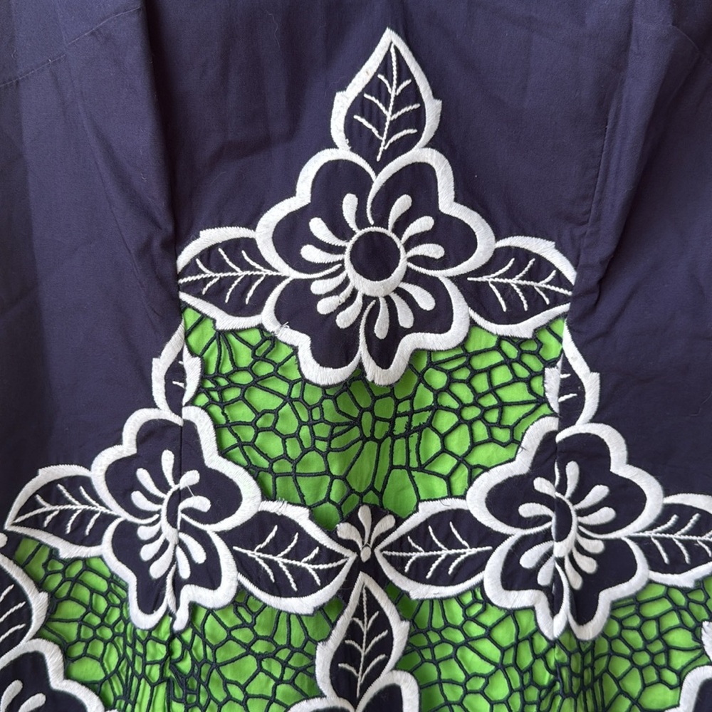 Lilly Pulitzer Sylvie Shift Dress Sleeveless Navy Blue Green Flower 0 - Picture 7 of 8